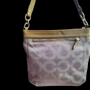 Signature COACH bag Blue/Gray with Olive Green Trim Shoulder Bag